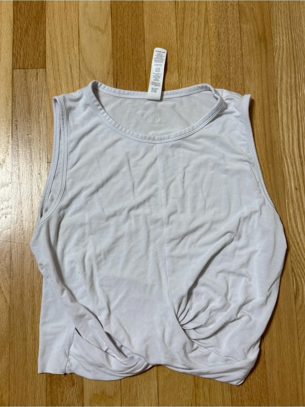 Alo 249844 Women's Cover Twist Front Cropped Tank Top White Medium Pilates Yoga